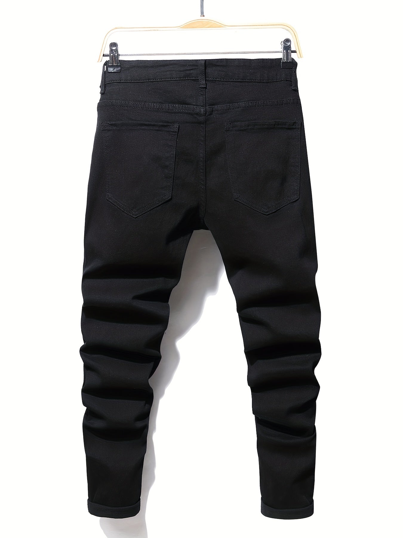 Slim Fit Patchwork Jeans High Stretch Denim Pants