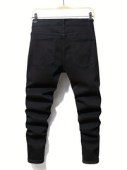 Slim Fit Patchwork Jeans High Stretch Denim Pants