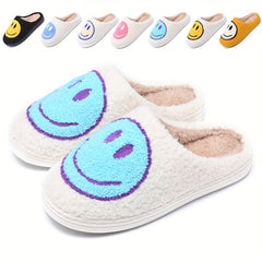 Women's Smile Face Plush Slippers Warm & Cozy Fuzzy Shoes