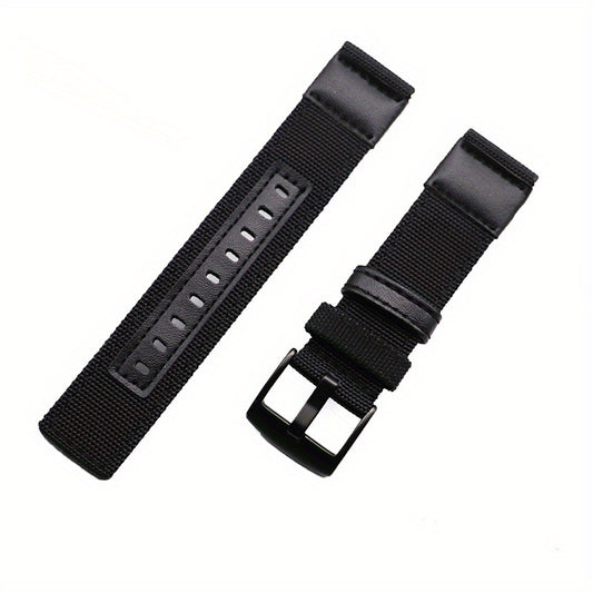 Canvas Nylon & Leather Watch Strap 20 22mm