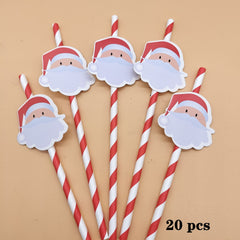 Christmas Paper Straws Set Biodegradable Party Decorations