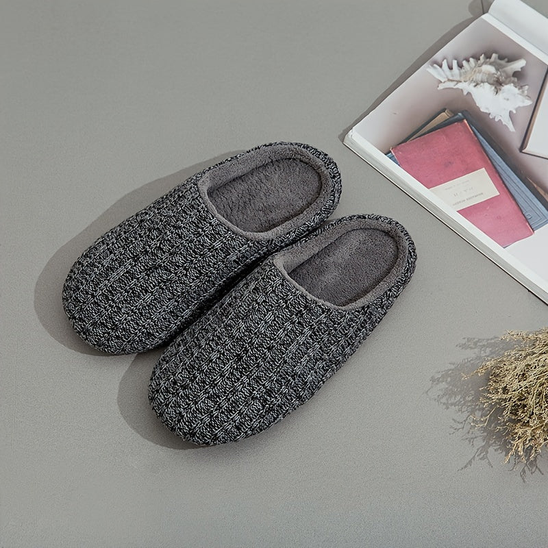 Men's Striped Comfortable Slippers Warm Cotton Lining Indoor Outdoor