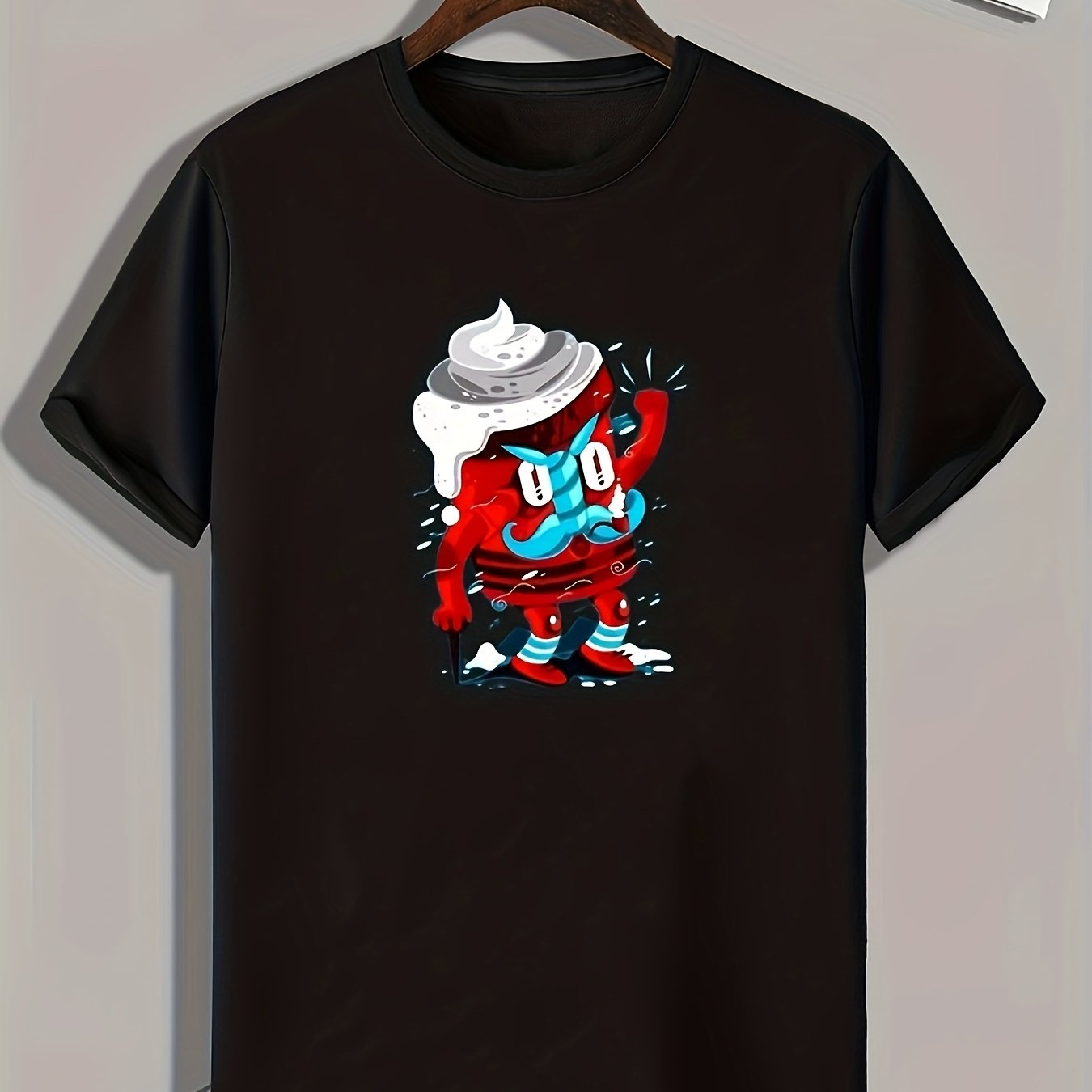 Cartoon Print Men's Graphic T-shirt for Summer