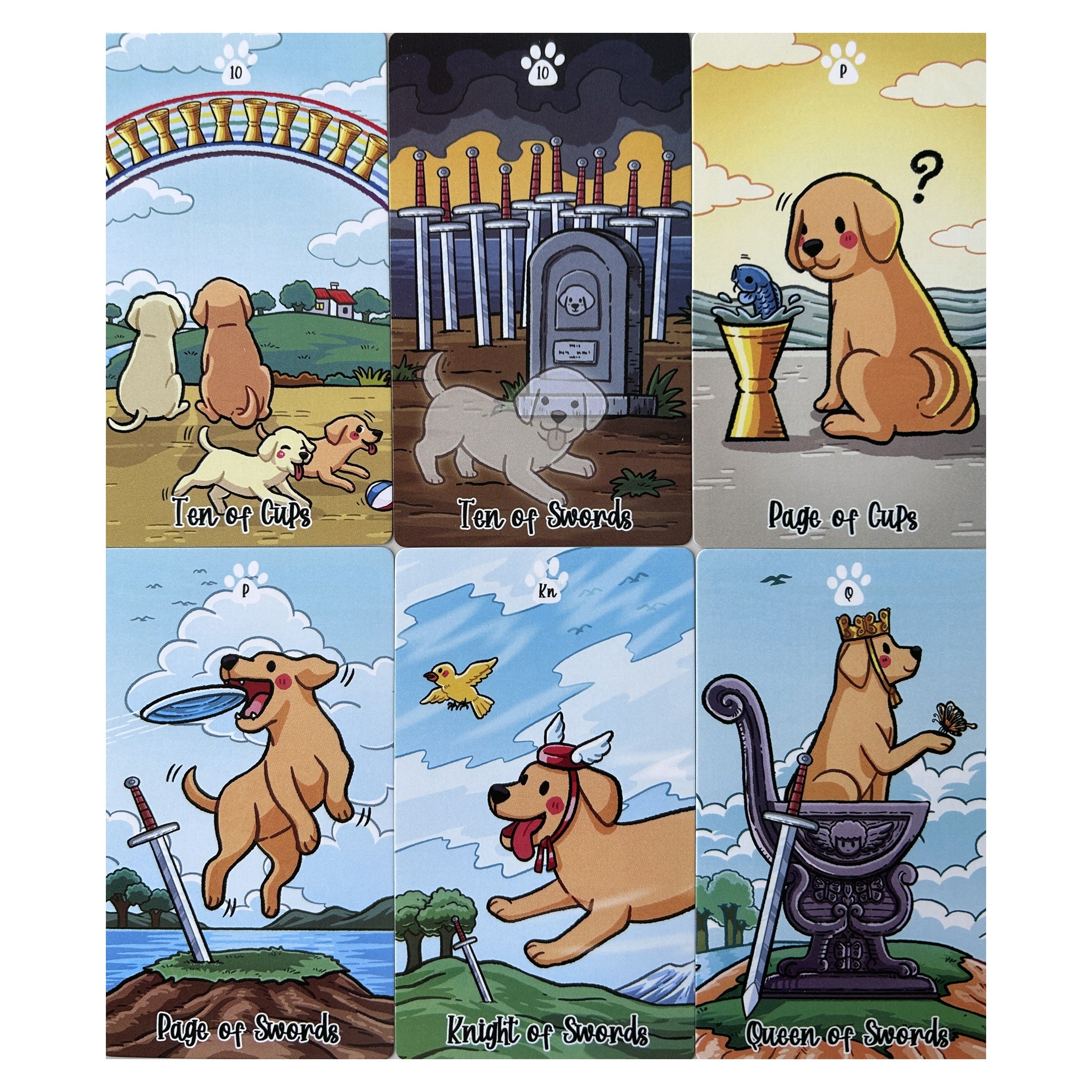 78pcs Cartoon Dog Tarot Card With Study Guide Standard Size Fortune Telling Game