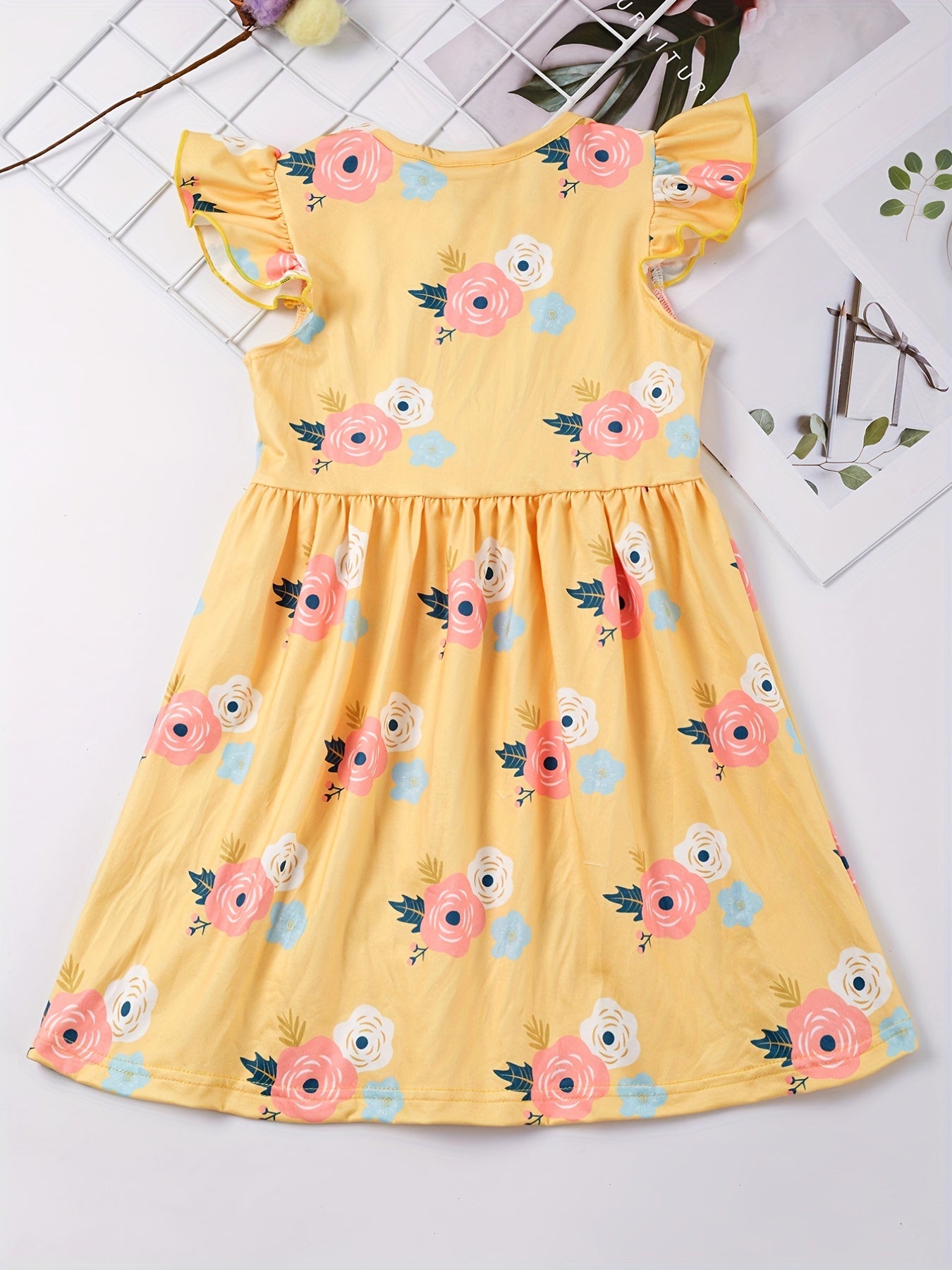 Toddler Girls Ruffled Sleeves Princess Dress For Party Kids Summer Clothes