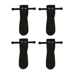 2-Pairs Couple Creative Mid-Calf Socks with 3D Magnetic Hand Holding Dolls