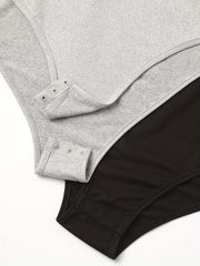 2 Pack Plus Size Casual Bodysuit Set Women's Plus Solid Crew Neck Two Piece Set