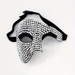 Men's Rhinestone Half Face Mask Halloween Party Dress Up Adornment