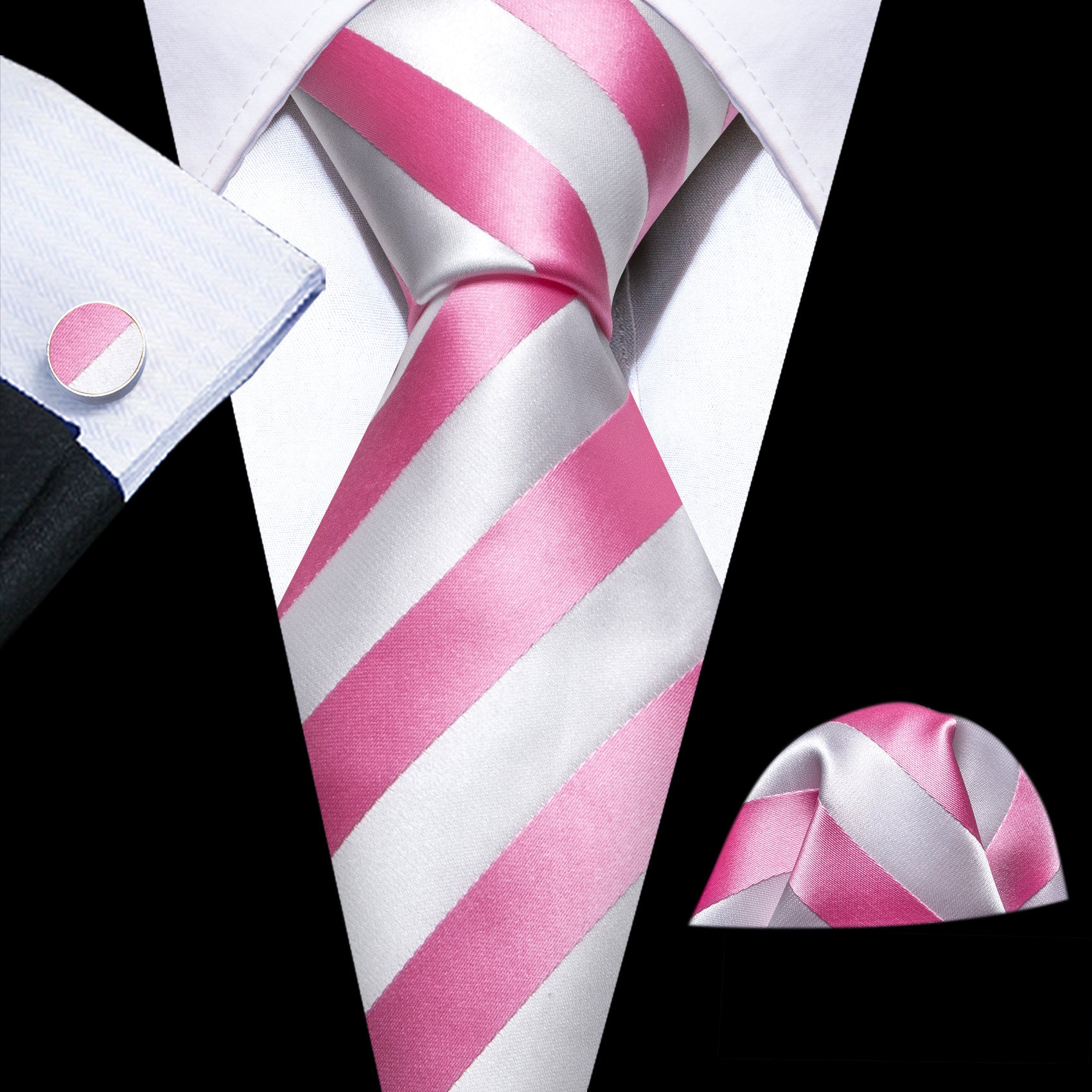 Barry Wang Wide Striped Tie Set for Evening Performances