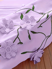 Girl's Floral Embroidered Jacket & Sweatpants Set for Spring