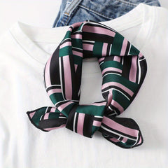 Animal Print Silk Scarf Square Shawl Bandana Head Wrap Neckerchief for Women