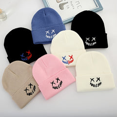 Creative Smile Face Embroidery Knit Hat