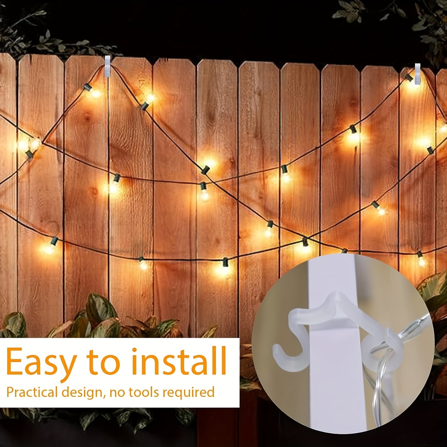 50pcs Decorative Light Hooks - Weather Proof Outdoor Light Clips