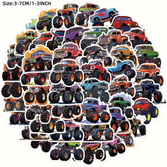 50pcs Monster Truck Series Waterproof Graffiti Stickers DIY Sticker Pack
