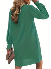 Casual Dress Women's Plus Lantern Sleeve Stretch Dress