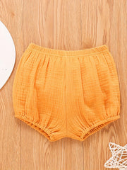 Baby Girl's Casual Plain Cotton Shorts Elastic Waist