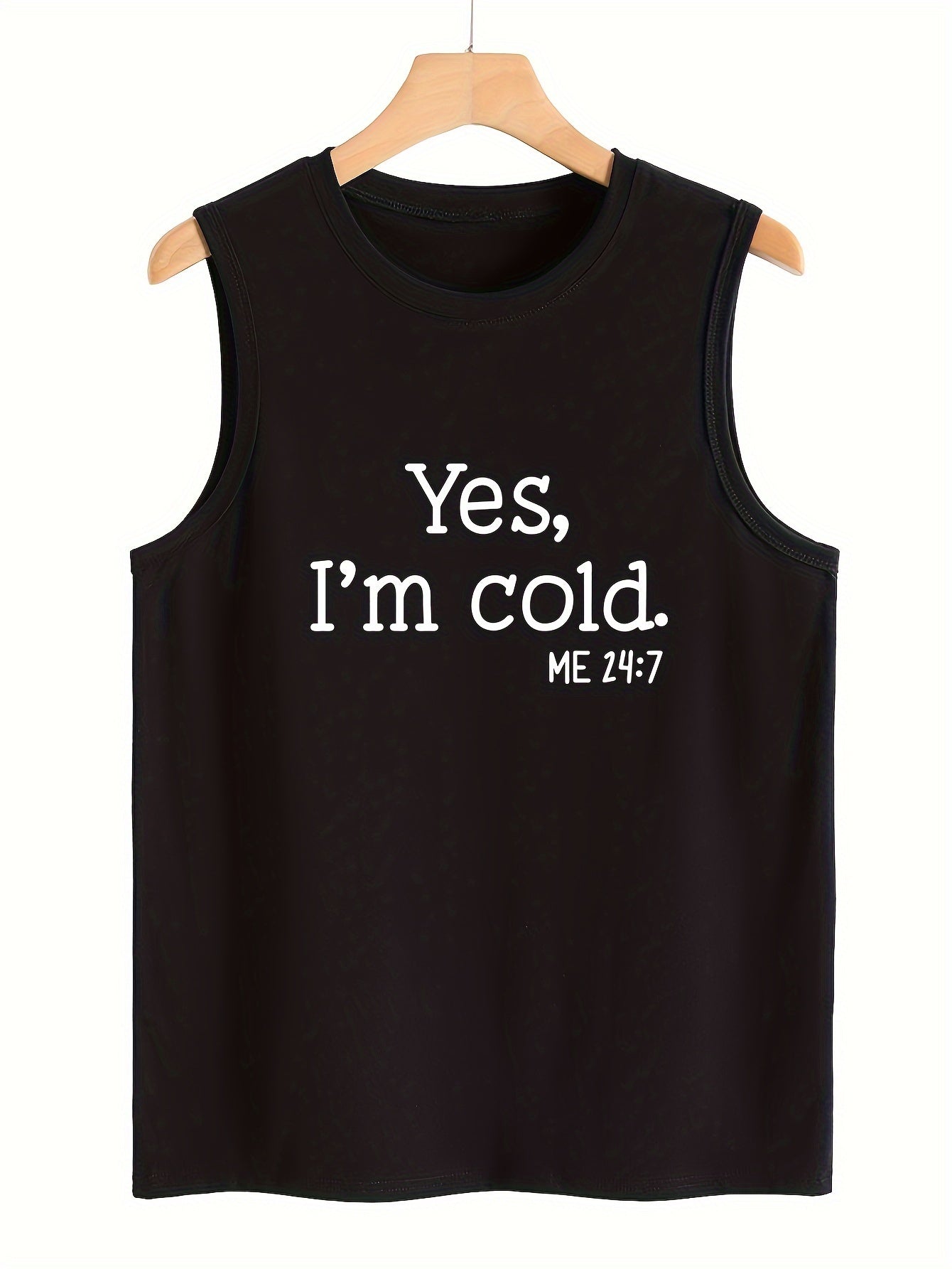 Letter Print Crewneck Tank Top Sleeveless Basic Top Women's Clothing