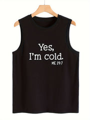 Letter Print Crewneck Tank Top Sleeveless Basic Top Women's Clothing