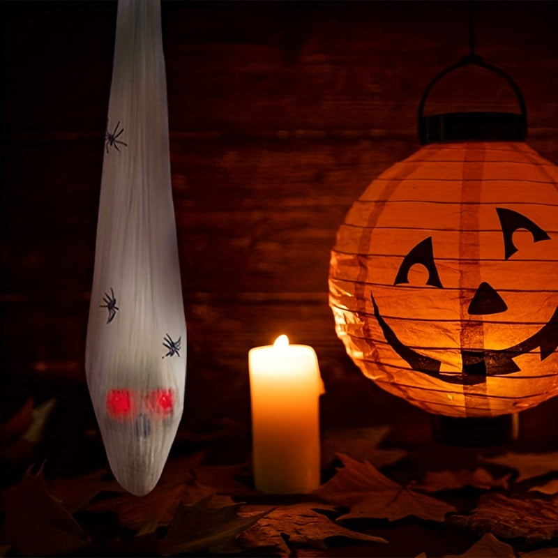 LED Skull Ornament with Red Eye and Spider - Halloween Decoration