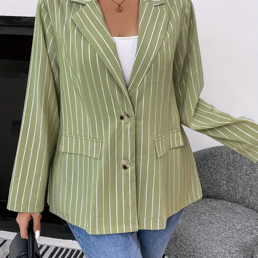 Stripe Print Long Sleeve Blazer