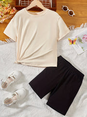 Girls Short Suit 'Everything Will Be Ok' T Shirt & Shorts Set