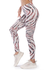 Striped Snake Print High Waist Skinny Leggings High Stretch
