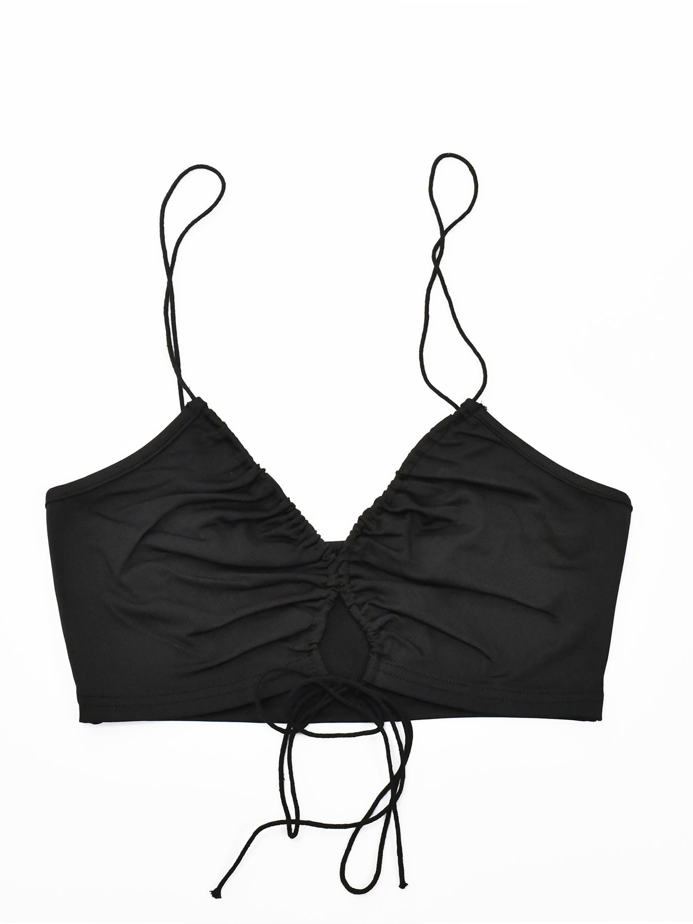 Y2K Spaghetti Cross Tie Up Top Deep V Neck