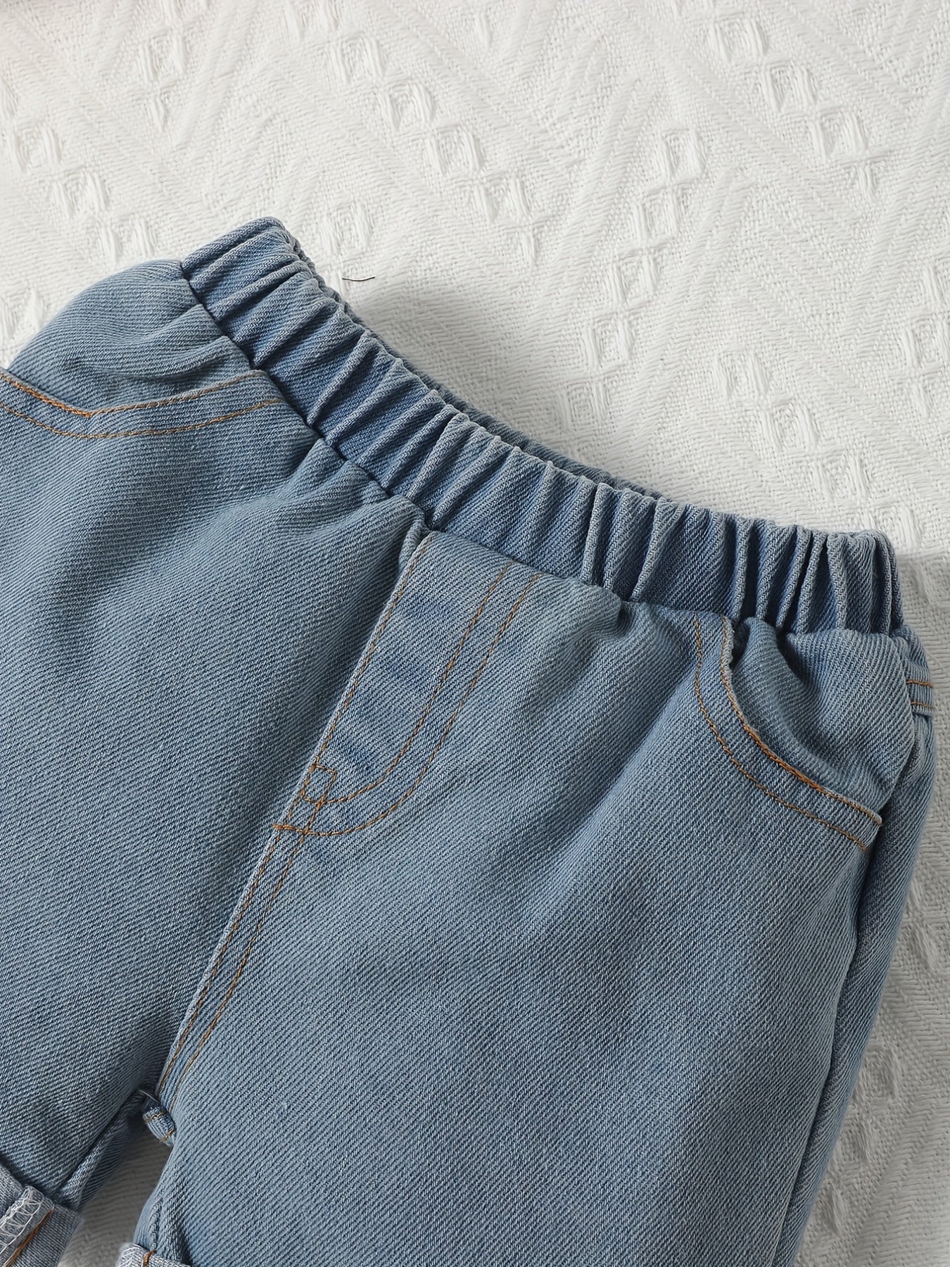 2pcs Baby Boys Bear Graphic T shirt & Denim Shorts Set Summer Clothes