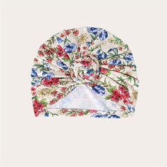 Flower Print Turban Beanie Pre Tied Head Wrap Women Chemo Cap