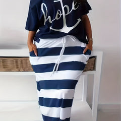 Off Shoulder Top & Striped Long Skirt Dress Set