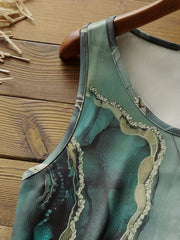 Women's Plus Marble Print Tank Top, Round Neck