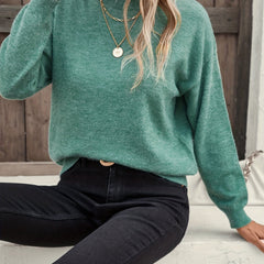 Mock Neck Pullover Sweater Long Sleeve Casual Women's Clothing