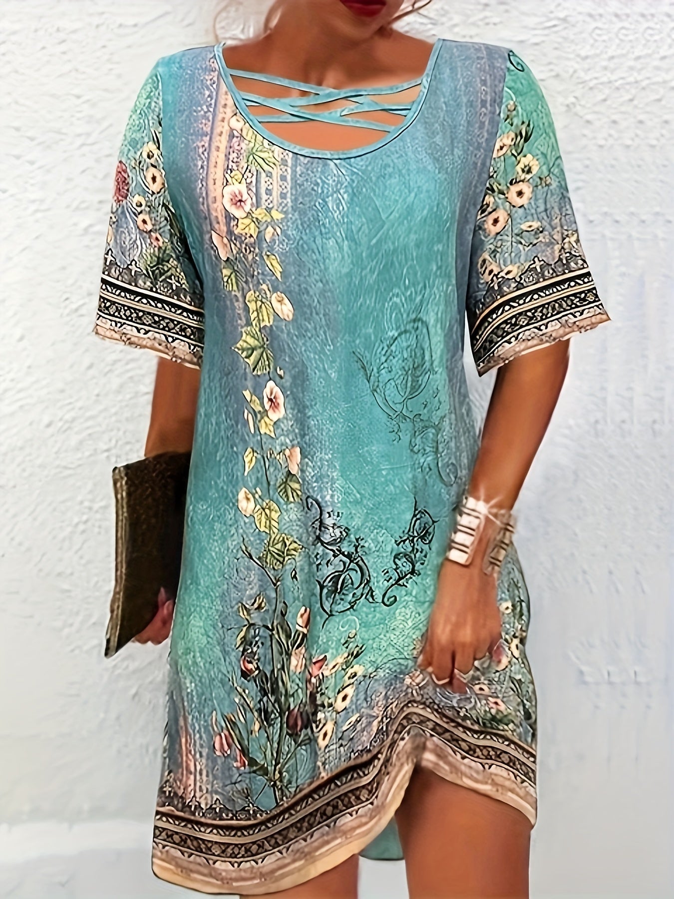 Criss Cross Round Neck Dress
