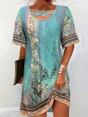 Criss Cross Round Neck Dress