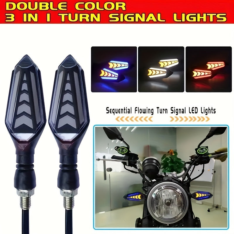 2pcs Motorcycle LED Turn Signal Sequential Flowing Indicator Lights