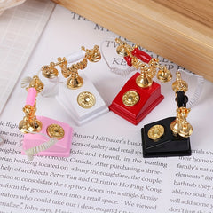 1:12 Dollhouse Phone Model Retro Rotary Telephone for Doll Decor