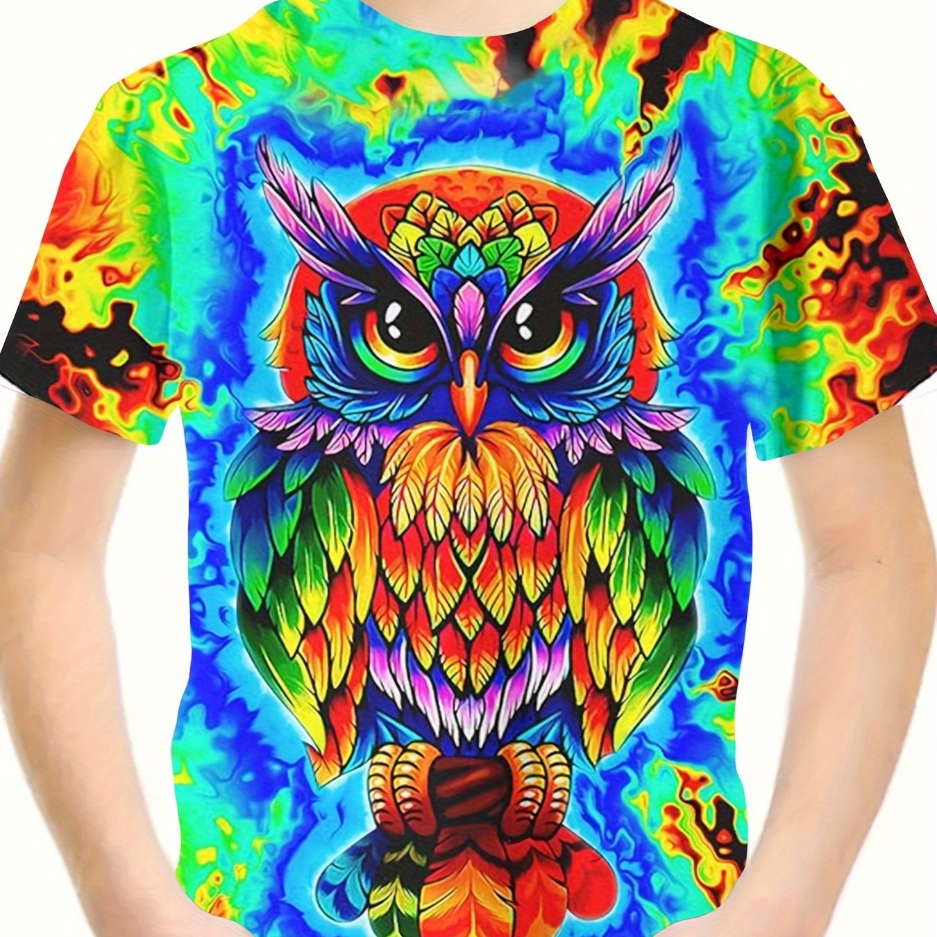 3D Owl Graphic Short Sleeve T shirt Girls Casual Summer Tops