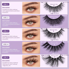 10 Pairs Fluffy Natural False Eyelashes Set with Tools