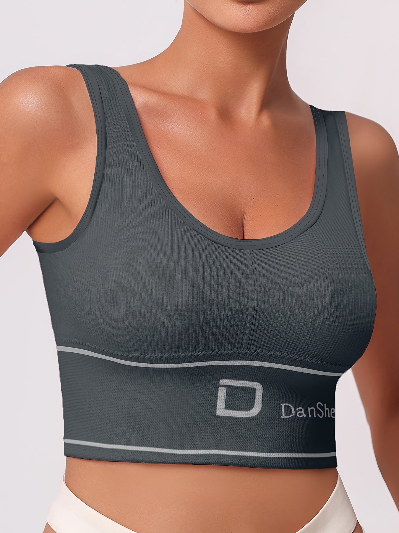 2pcs Letter Print Sports Bra Yoga Crop Tank Top Women's Activewear