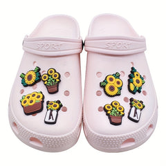 20pcs Flowers Shoe Charms For Bubble Slides Sandals PVC Shoe Decorations