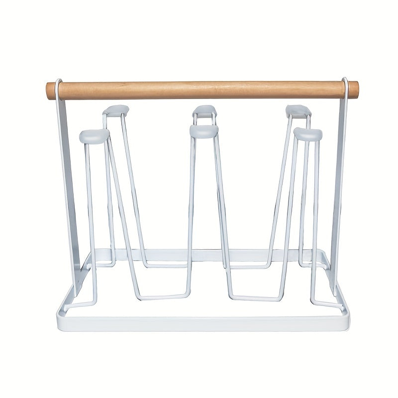 Cup Drain Rack with 6 Hooks - Coffee Mug and Tea Cup Storage