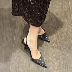 Stiletto Heels Point Toe Slingback Shoes