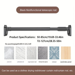 Telescopic Shower Curtain Rod Drying Roman Support Rod
