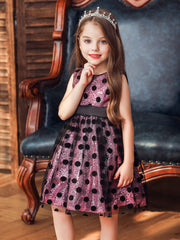 Baby Girls Polka Dot Mesh Gown Dress For Party