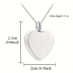 Heart Shaped Cremation Jewelry Keepsake Urn Necklace - Silver Stainless Steel
