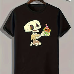 Skeleton Print Men's Tee for Summer