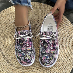 Halloween Colorful Skull Ghost Graffiti Print Shoes