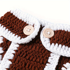 Newborn Football Crochet Outfit Set 3 Piece Photography Keepsake Ensemble