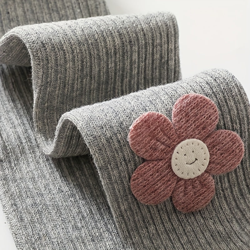 Girls Kids Pantyhose Combed Cotton Vertical Stripe Small Flower Accessories Legg