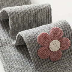 Girls Kids Pantyhose Combed Cotton Vertical Stripe Small Flower Accessories Legg